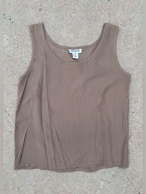 Selene Paris 100% Silk Mushroom Taupe Brown Tank Size Medium